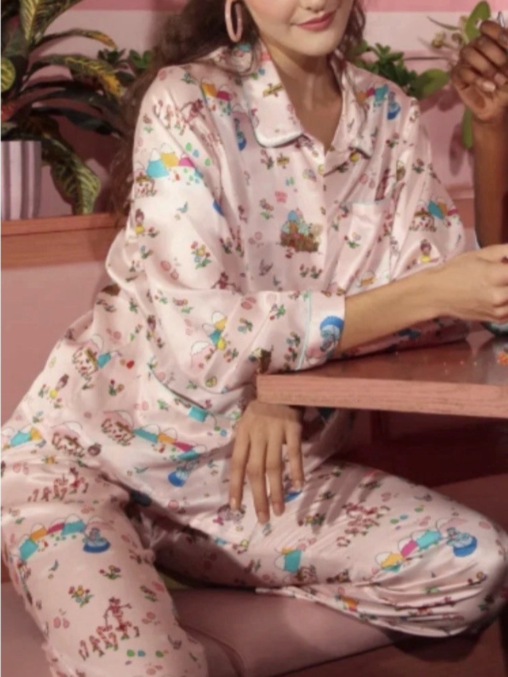 NWT Morgan Lane x Candyland Ruthie Chantal Silk Pajama Set Large Retail $496
